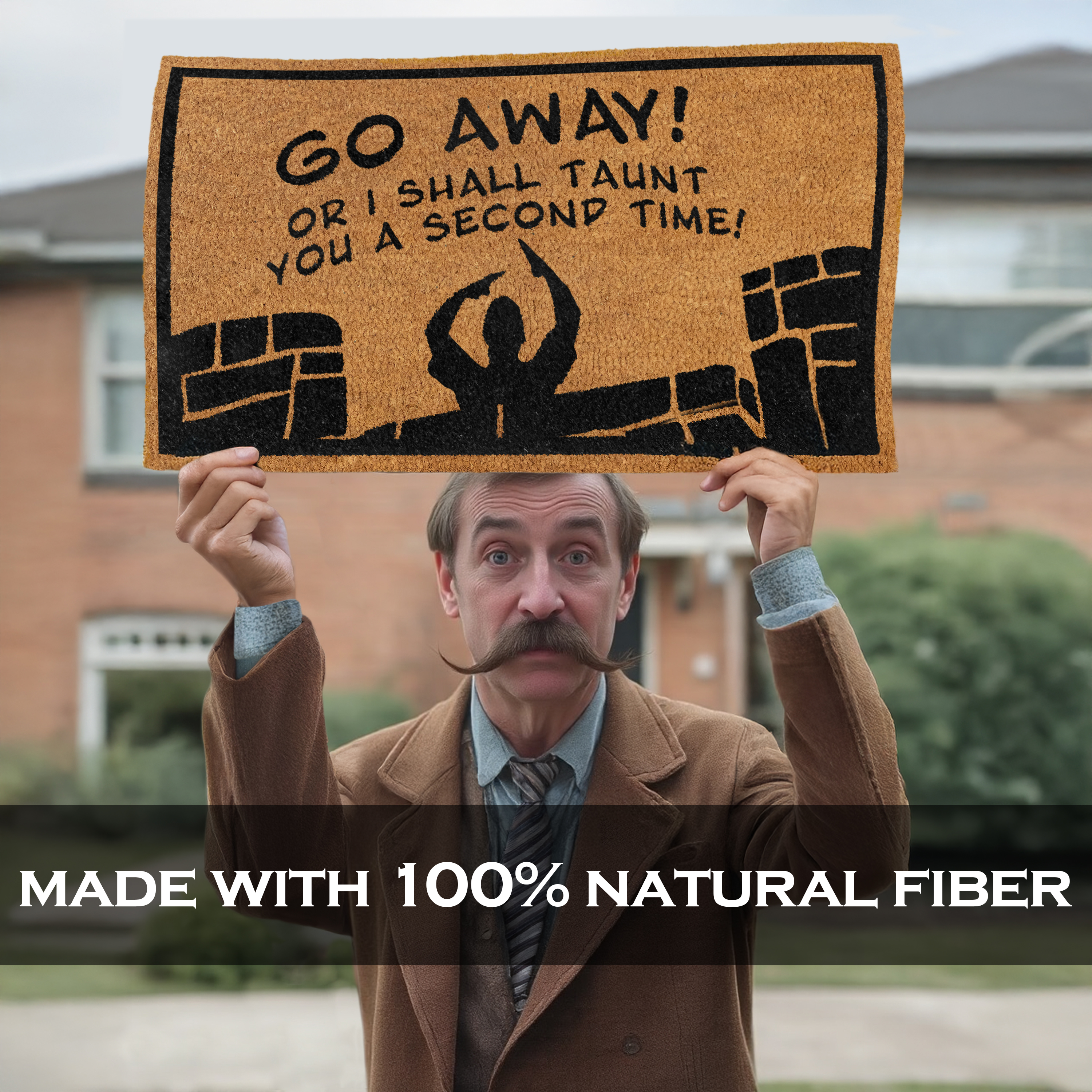 MAINEVENT Go Away or I Shall Taunt You Doormat 30x17 Inch, Funny Outdoor Welcome Mat for Outside