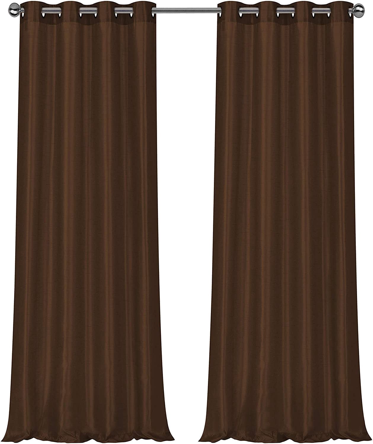 2 Pack: Regal Home Collections Ultra Luxurious Semi Sheer Shimmer Grommet Top Curtain Panels - Chocolate Brown