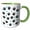 Green/White, variant on 3drose, Black Paws and Aqua Dots - Pets - Whimsical Animal Art, 11oz Two-tone Green Mug