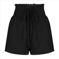 thumbnail image 2 of Pantalones Cortos de para Mujer, de Cintura Alta, con Pierna , Cómodos y Elásticos para Playa y Verano. Negro S, 2 of 6