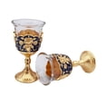 thumbnail image 3 of DOLITY 2 Pieces Embossed Cup Portable Mini Goblet for Travel Home Celebrations blue and gold, 3 of 9