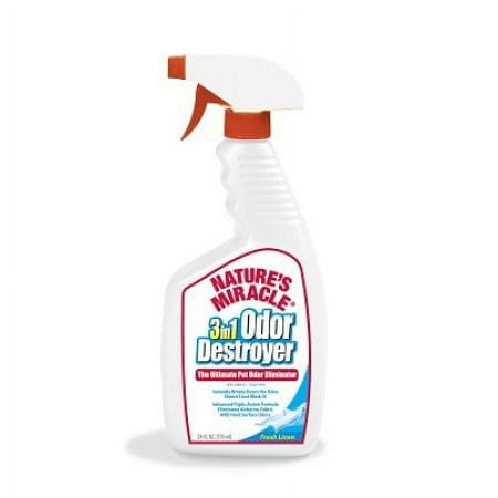 Nature’s Miracle 3 in 1 Odor Destroyer 24 Ounces, Dog Odor Eliminator, Fresh Linen Scent