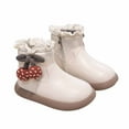 thumbnail image 3 of YMNXA Big Kids Girls Boots Cherry Design Side Zipper Lace Trim Non Slip Soft Sole Plush Warm Comfortable Shoes For Daily Wear White 2.5-3 Years, 3 of 9