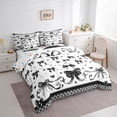 thumbnail image 3 of Feelyou Cartoon Bow-tie Print Bedding Comforter Set 7pcs, Fashion Black Bowknot Queen Bedding Sets, Watercolor Love Heart Reversible Queen Sheet Sets, Ultra Soft Bedroom Decor, 3 of 8
