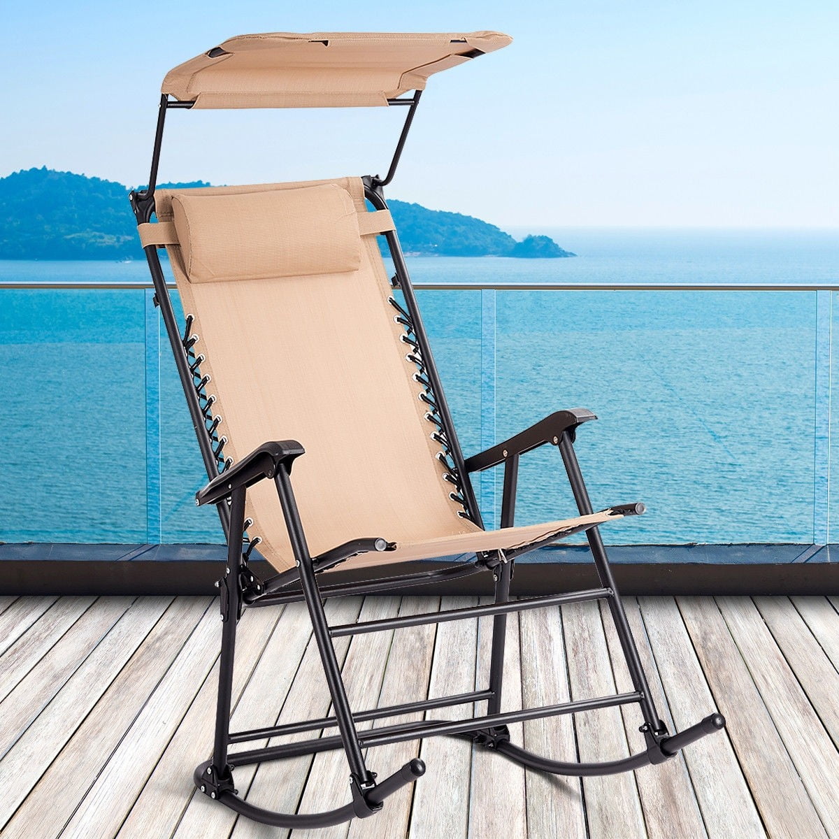 Zero Gravity Folding Rocker Porch Rocking Chair - Walmart.com - Walmart.com