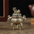 thumbnail image 5 of incense Burner Holder, incense Holder with Ash Catcher, Brass Alloy, 4 in Tall, Qilin Carved, Meditation decor, Vintage Home decor Aesthetic, Rustic decorations for Home, Table, 5 of 8