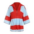 thumbnail image 5 of vigerkar Women Striped Workout Set Two Piece Outfit Tracksuit Oversized Lounge Set Top and Shorts Sets with Pockets Watermelon Red, XXL, 5 of 9