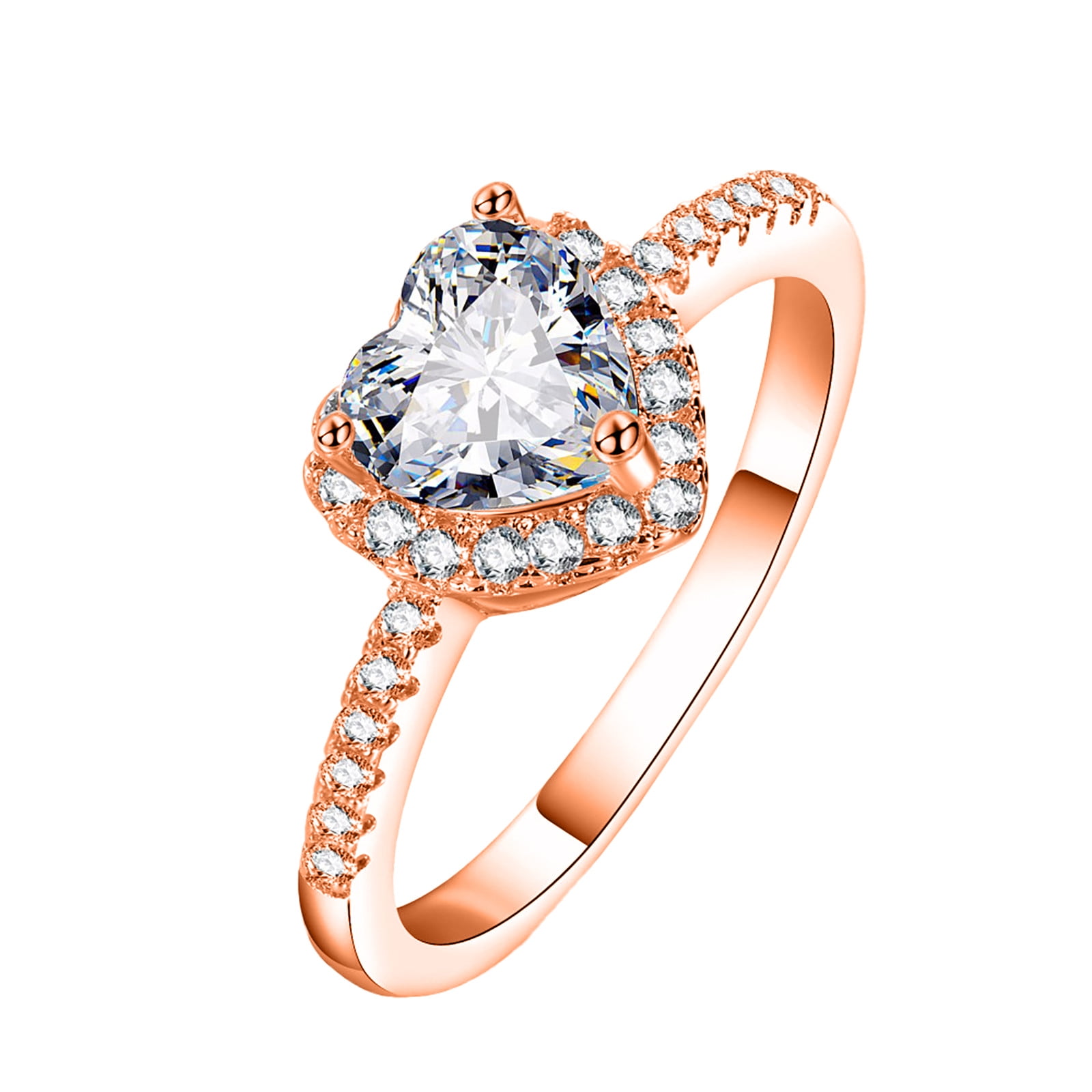 Mchoice Sterling Silver Simulated Heart-shaped Diamond Or Moissanite Halo  Engagement Ring with Side Stones Promise Bridal Ring Gifts for Mother's Day  - Walmart.com