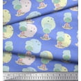 thumbnail image 2 of Soimoi Blue Georgette Viscose Fabric Facial Mask & Nail Paint Women Print Fabric by the Yard 42 Inch Wide, 2 of 3