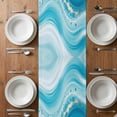 thumbnail image 6 of Teal Abstract Waves Table Runner - 120 Inch Long, Kitchen Dining Table Runner Dresser Scarves, Water Ripple Stripes Modern Farmhouse Decor for Coffee Tables Wedding Party Banquet, 6 of 8