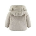 thumbnail image 3 of GYRATEDREAM Infant Baby Boys Girls Fleece Hooded Jacket Coat with Bear Ears Toddler Warm Solid Color Zipper up Outwear Kids Fall Winter Clothes Dark Brown for 6 Months-6 Years, 3 of 3