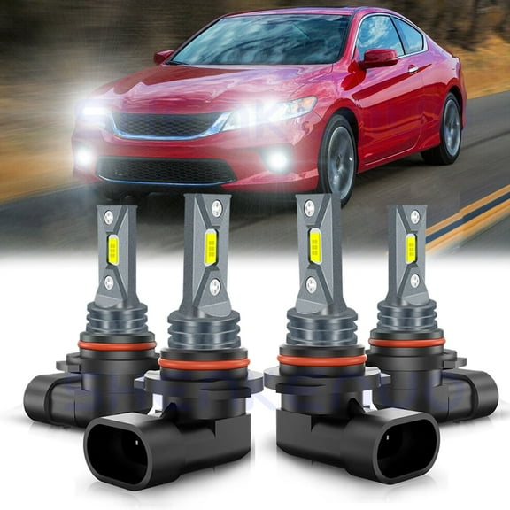 For 1995-2005 Honda Accord 9005 9006 LED Headlights High beam or Low beam 4pc