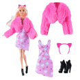 thumbnail image 5 of Ropa de moda para muñecas XUQIANG Barbie Abrigo de felpa de piel 1/6, 5 of 5