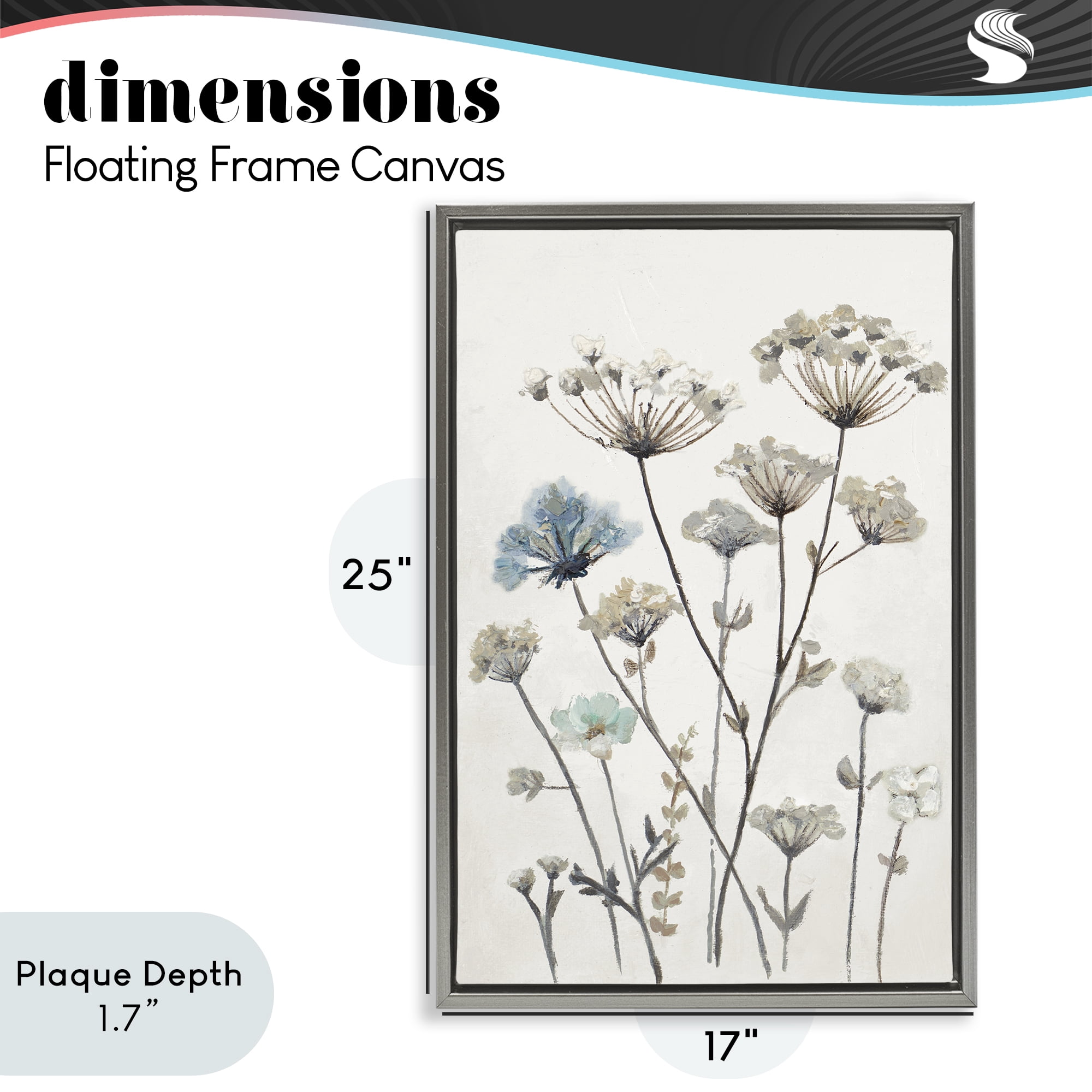 Stupell Industries Neutral Jardin Azul Gray Framed Floater Canvas Wall Art, design by Patricia Pinto
