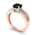 thumbnail image 2 of 1.27 ct Round Cut Natural Onyx Solitaire with Simulated Diamond Accents 14K White/Rose Gold Womens Engagement Ring, 2 of 5