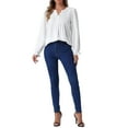 thumbnail image 2 of INSPIRE CHIC Work Blouse for Women's Split Neck Pleated Long Sleeve Casual Business Tops, 2 of 5