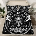 thumbnail image 2 of jejeloiu Gothic Skull Twin Sheet Sets,Spooky Halloween Skeleton Twin Fitted Sheet,Boho Bohemian Style Flower Flat Sheet For Girls Boys,Microfiber Bedroom Decor,3pcs, 2 of 7
