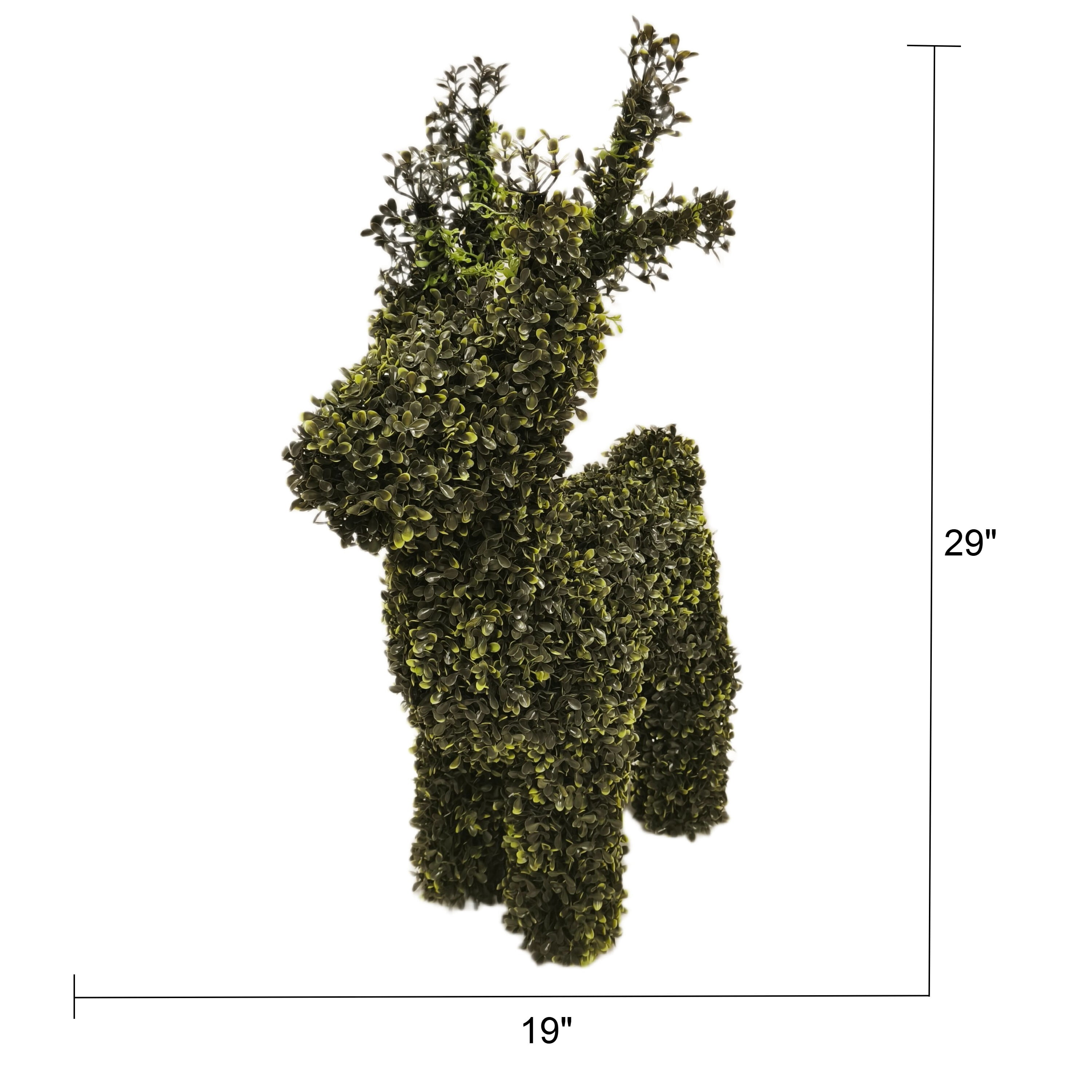 My Texas House Boxwood Deer Topiary Christmas Decoration, Green, 29"
