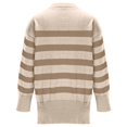 thumbnail image 5 of MIUOWANP Women's Winter New Round Neck Sweater Pullover Long Sleeve Tops Casual Loose This Year's Popular Striped Sweater Sweater Beige L, 5 of 5