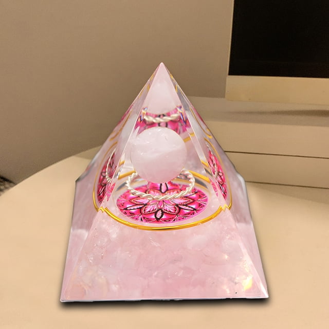 TIMIFIS Resinous Pyramid Ring Crystal Energy Chip Drip Resin Home Office Desktop Ornament Home Decoration