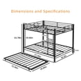 thumbnail image 4 of Leumius Triple Bunk Bed Full over Full with Trundle, Convertible Metal Bunk Bed Frame with Ladder & Safety Guardrail, Space-Saving for Teens and Adults,Black, 4 of 8