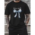 thumbnail image 5 of Men's T-Shirt Blue Bow Nothing Is Impossible Short Sleeve Casual Tee Classic Crew Neck T-Shirt for Men, Black L, 5 of 6
