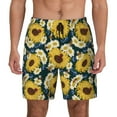 thumbnail image 3 of Uemuo Sunflowers Pattern Mens Swim Trunks Quick Dry Board Shorts with Mesh Lining, Stretch Beach Shorts Quick Dry No-Chafing Board Shorts-, 3 of 9