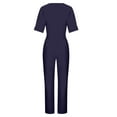thumbnail image 5 of Mrat Cute Jumpsuits Trendy Womens Solid Short Sleeve Zipper Bandage Pockets Button Jumpsuit Womens Overalls S-43 Blue S, 5 of 9
