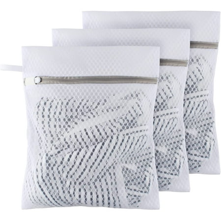

Small Honeycomb Lingerie Bags with Hanging Loop- 3 Pack Mesh Laundry Bags for Washing Delicates White Wash Bags for Socks Bra Mask Baby Clothes 10*12 inch [3 Pack]