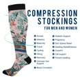 thumbnail image 2 of FORMRS Womens Knee High Socks Casual Long Thick Travel Daily Wear, 2 Pairs, Vibrant Flowers, 2 of 6