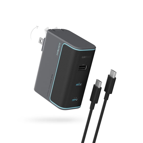 Cargador de pared CUKTECH 10 100W USB C de 3 puertos para MacBook negro