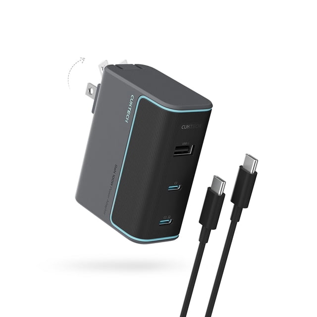 Cargador de pared CUKTECH 10 100W USB C de 3 puertos para MacBook negro
