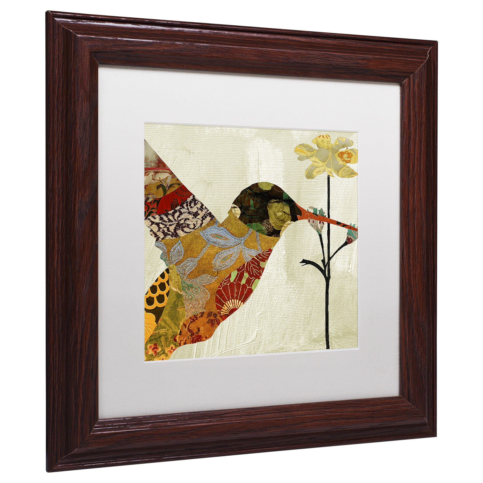 Trademark Fine Art "Hummingbird Brocade III" Canvas Art by Color Bakery White Matte, Wood Frame