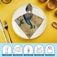 thumbnail image 6 of WYYP Peacock Flowers Gold Background Polyester Cloth Napkins for Farmhouse Party Dining Table Decor Party Dinner Decoration Washable Napkins 4 PCS, 6 of 7