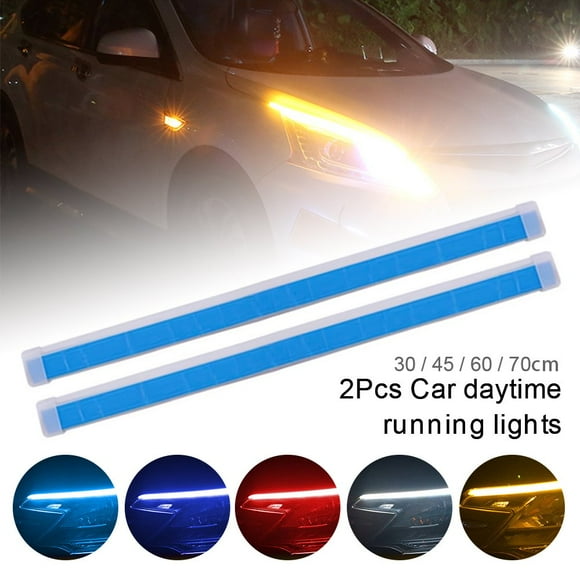 2PCS Car LED Strip Lights  Flexible Headlight Strips DRL Light Tube Daytime Running Lights Waterproof Neon Turn Signal Bulb Sequential Switchback