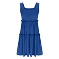 thumbnail image 6 of Summer Dresses For Women 2025 Sevevn Womens Summer Casual Square Neck Sundresses Cover up Flowy Tiered Sleeveless Mini Dress Beach Vacation Outfits, 6 of 8