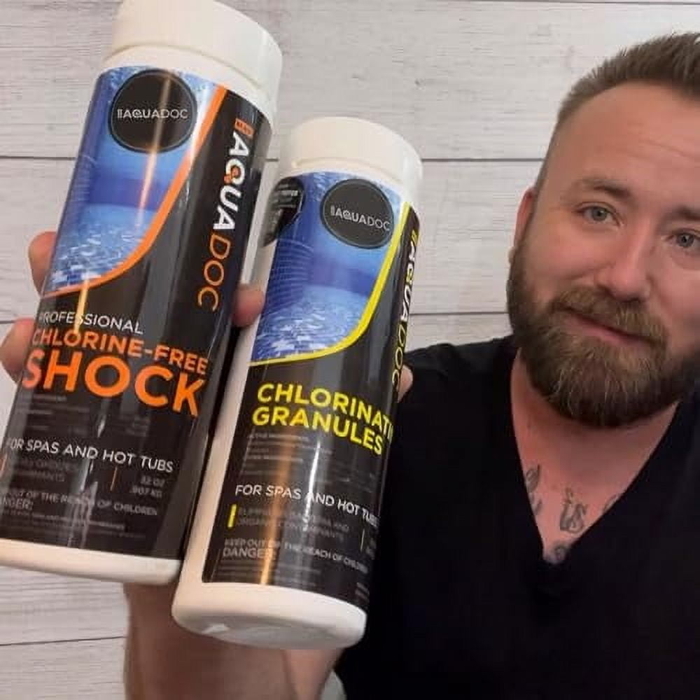 Hot Tub Chlorine & Spa Shock Kit - Hot Tub Starter Kit with Chlorine Free Shock & Chlorine Granules - Hot Tub Spa Starter Kit with Oxidizing Spa Shock by AquaDoc