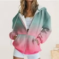 thumbnail image 2 of Enjoytime Women's Oversized Fall Winter Sweatshirts with Drawstring Long Sleeve Zip Up Hoodie Women Casual Pockets Gradient Printed Jacket Tops, 2 of 4