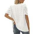 thumbnail image 4 of Liacowi Women Short Puff Sleeve Tops with Jacquard Pattern V Neck Casual Style Summer Clothing, 4 of 5