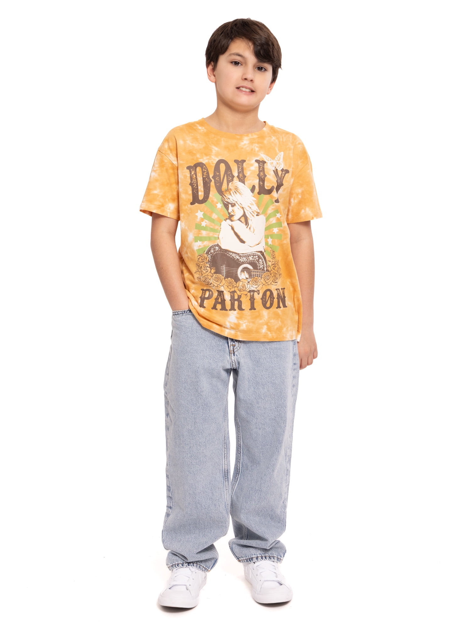 Dolly Parton Boys Tie Dye Graphic Tee with Short Sleeves, Sizes 4-18