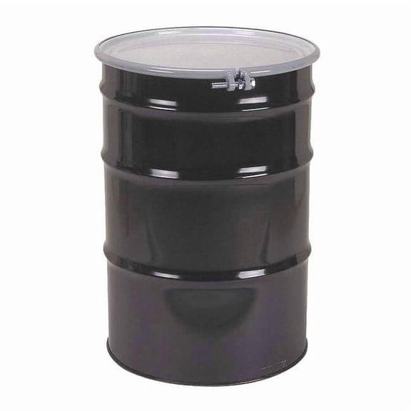Open Head Transport Drum, Steel, 55 gal, Unlined, Black
