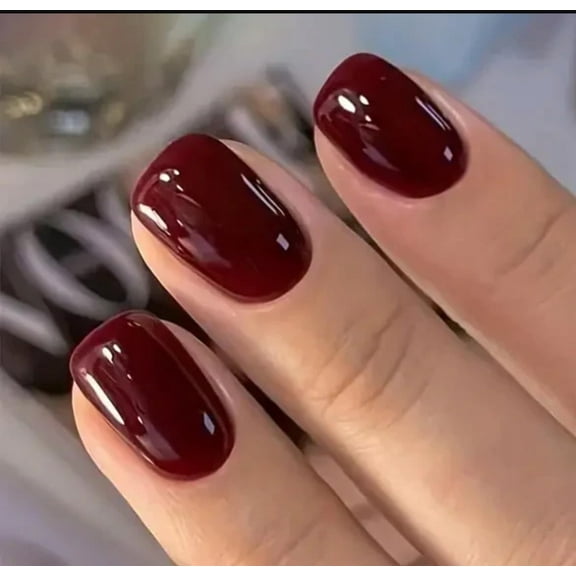 Press on Nails Acrylic Fake Nails with Design Full Cover False Nails Reusable Nail Kit with Nail Glue Adhesive Tabs Nail File Artificial Glue on Nails (red-orange color, 24Pcs) red 0.23 Fl Oz