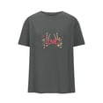 thumbnail image 2 of Felirenzacia Women's Cotton Graphic T-Shirt Love Peace Sign Heart Print Boxy Short Sleeve Pullover Tee Tops Dark Gray,XXL, 2 of 5