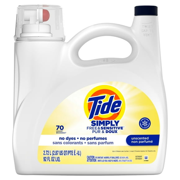 Tide Simply Liquid Laundry Detergent, Free & Sensitive Scent, 70 Loads, 2.72 L, TIDE TD SMPLQ HEC F&S70LD