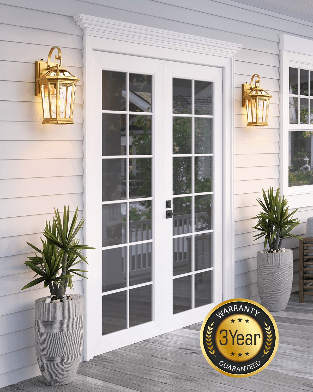VIANIS Dusk to Dawn Outdoor Lanterns, Modern Golden Wall Light Fixtures, 100% Aluminum Waterproof Gold Porch Light for House Patio