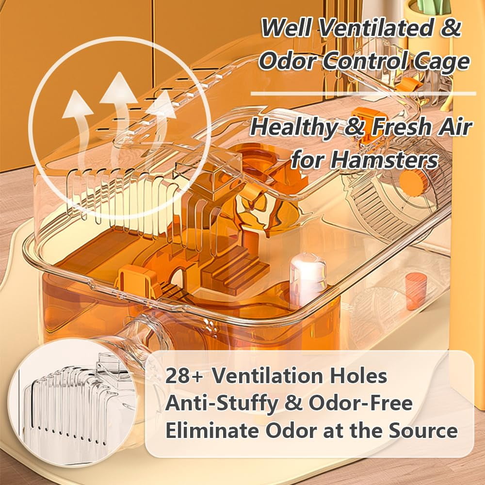 8-in-1 Hamster Cage  No Assembly Full Transparent Small Desktop/breeding/nursery 16.93*11.81*9.45 In Fits Space/kid's Room For & Hamsters