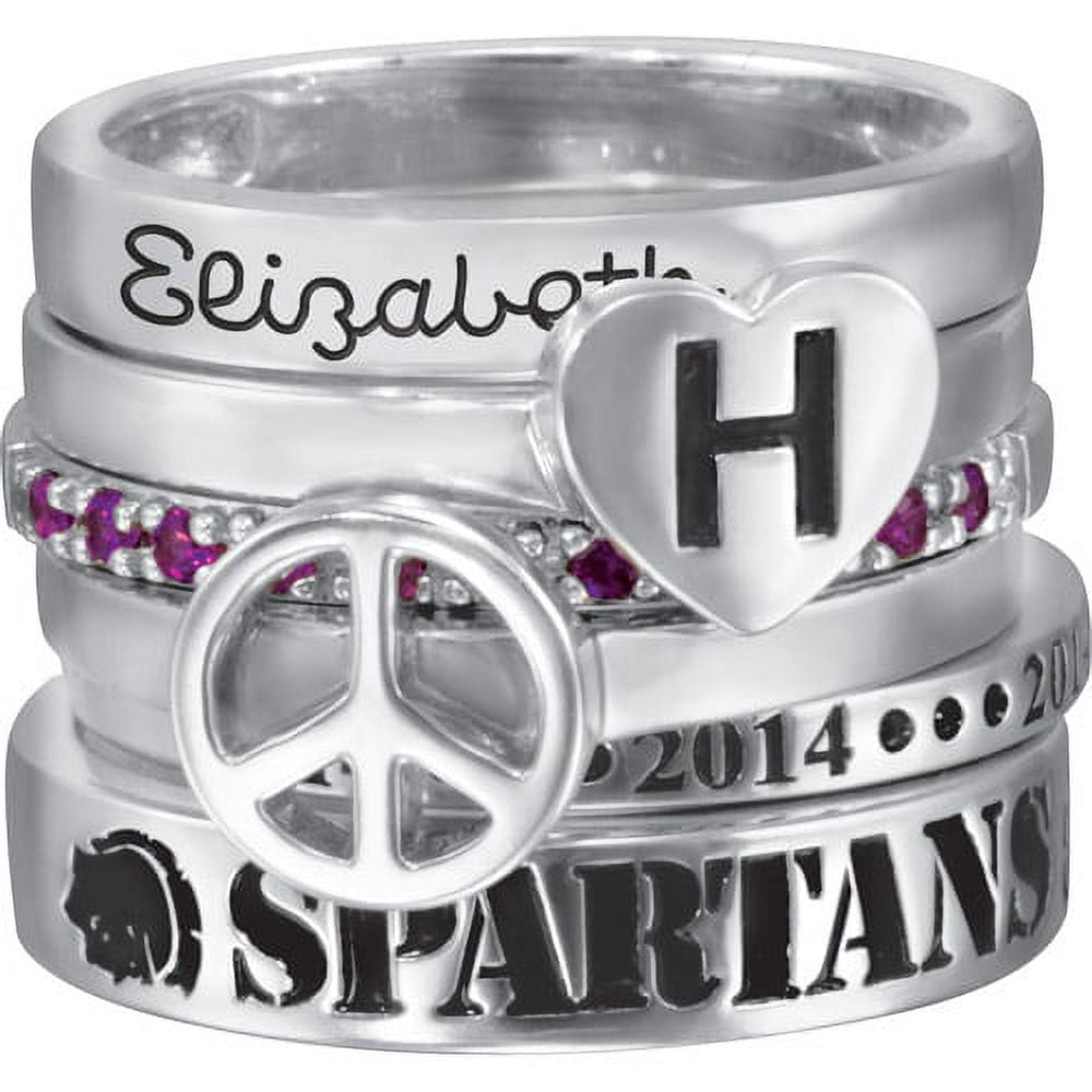Personalized Family Jewelry Princess Stacking Ring available in Sterling Silver