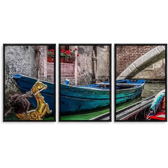IDEA4WALL 3 Piece Framed Canvas Wall Art for Living Room, Bedroom Italy City Landscape Canvas Prints for Modern Home Decoration Ready to Hang