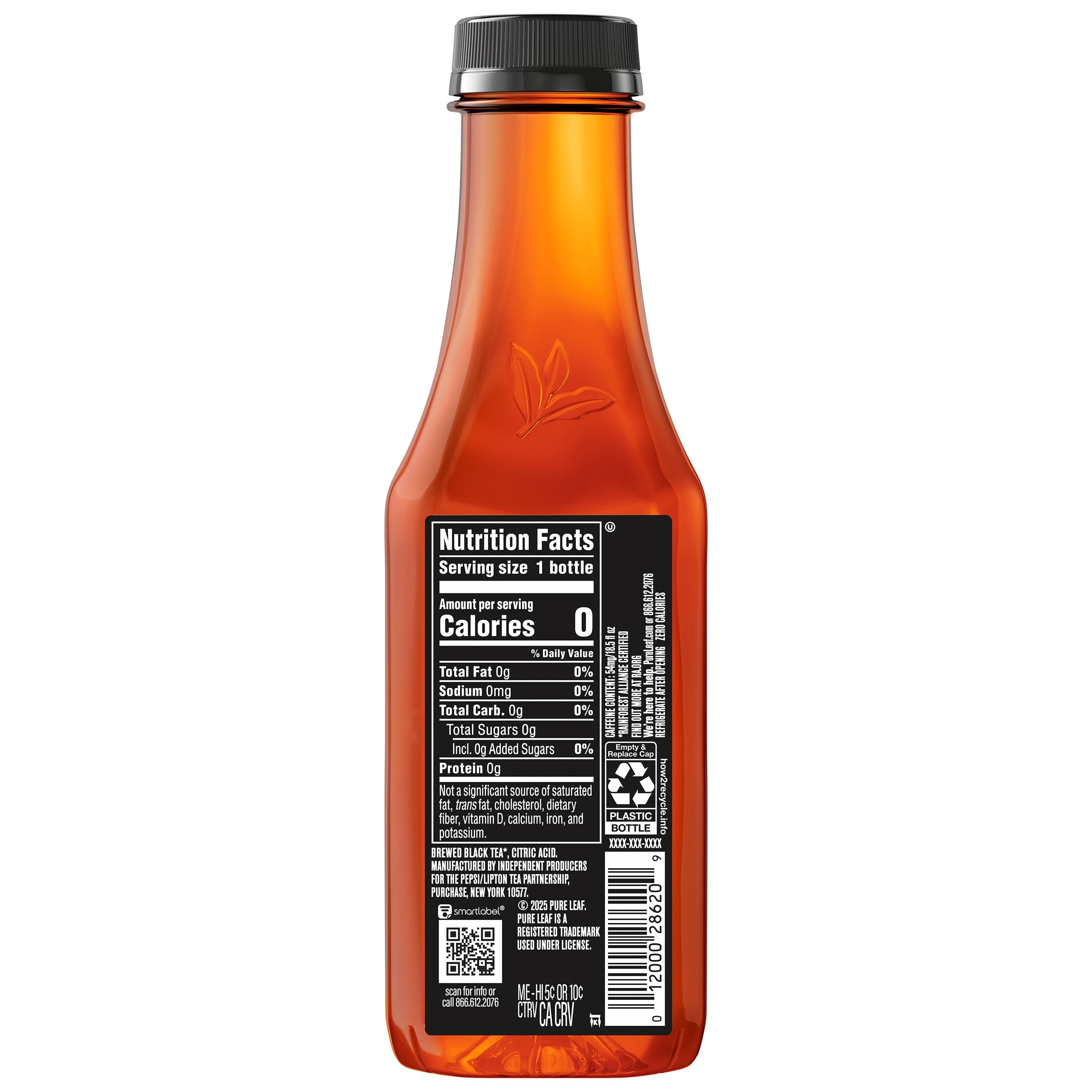 (2 pack) Pure Leaf Real Brewed Unsweetened Black Tea Iced Tea, 18.5 fl oz