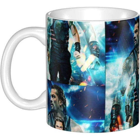 Roman Reigns 12oz Ceramic Tea Cup with Handle Reusable Mug Drinking Cups for Beer Modern Travel Mugs Coffee Accessories for Office for Party